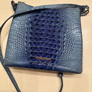 Brahmin Navy Embossed Crossbody Bag